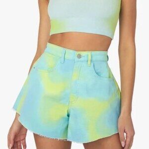 Weworewhat Tie Dye Denim Shorts
